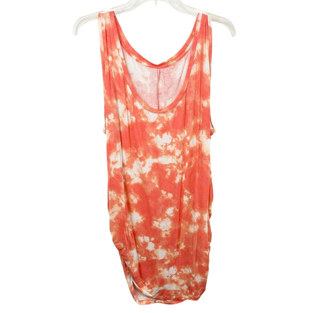 Lane Bryant Plus Size 26/28 Tank Top Orange Tie Dye Ruched Casual Sleeveless 273